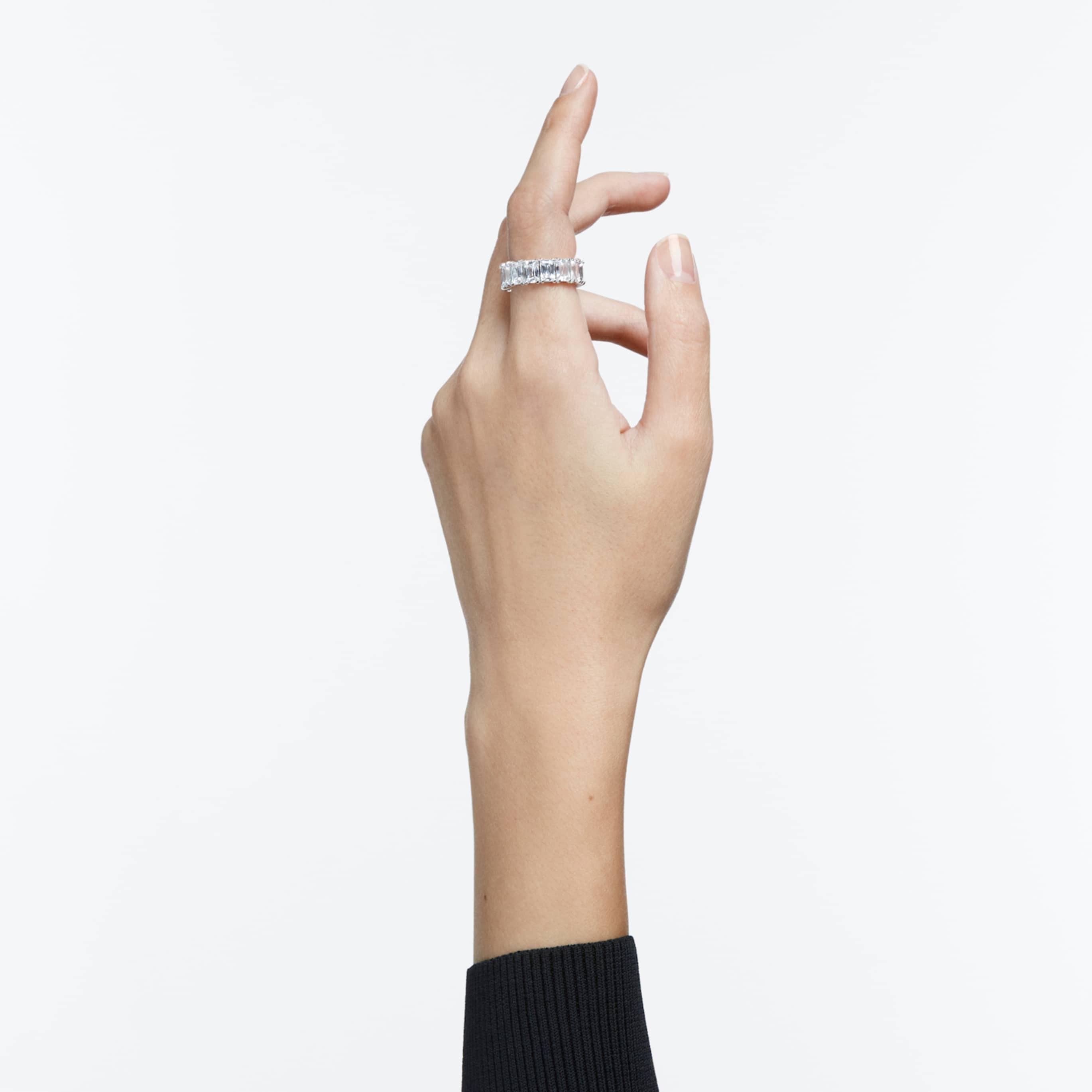 Swarovski Matrix Vittore ring Baguette cut, White, Rhodium plated