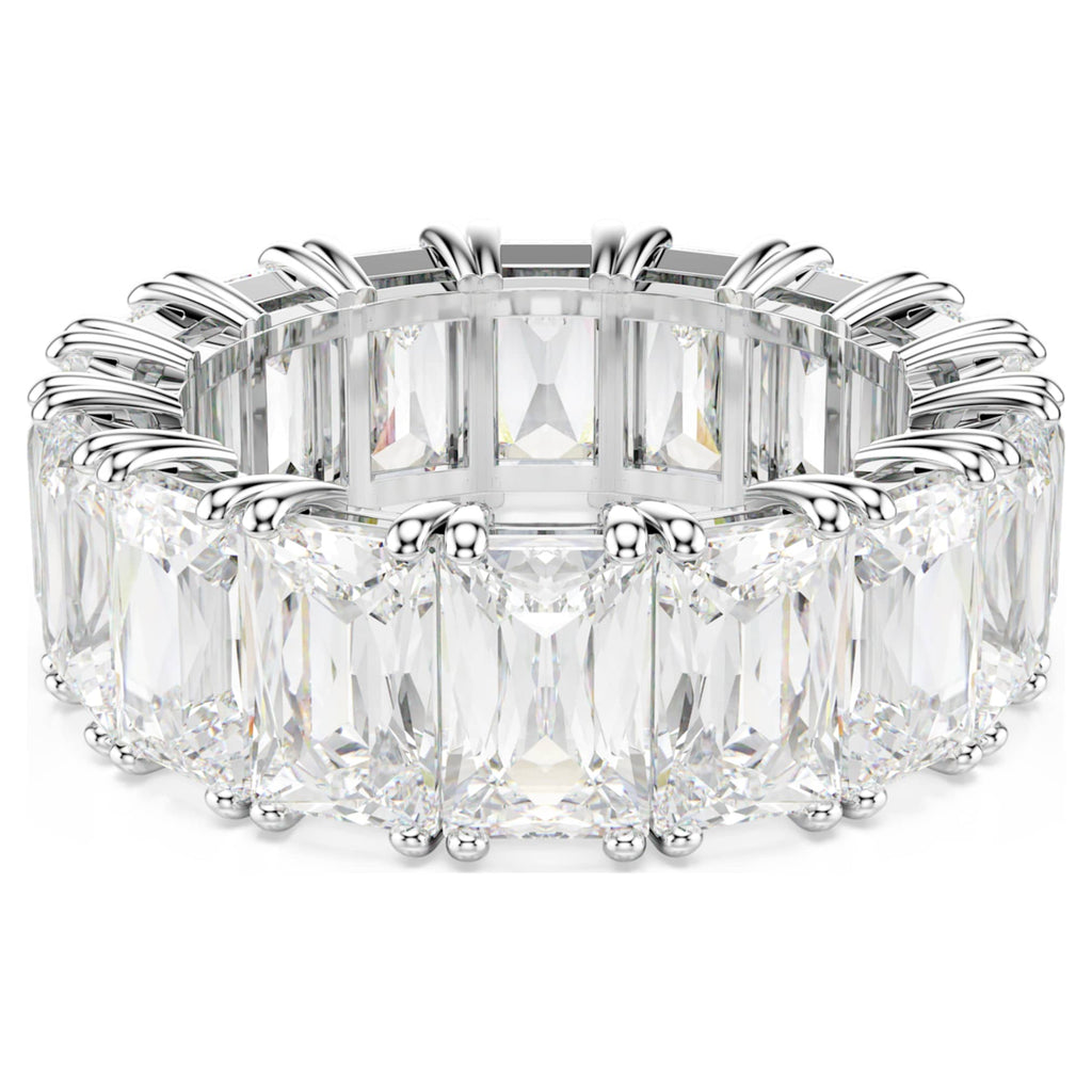 Swarovski Matrix Vittore ring Baguette cut, White, Rhodium plated