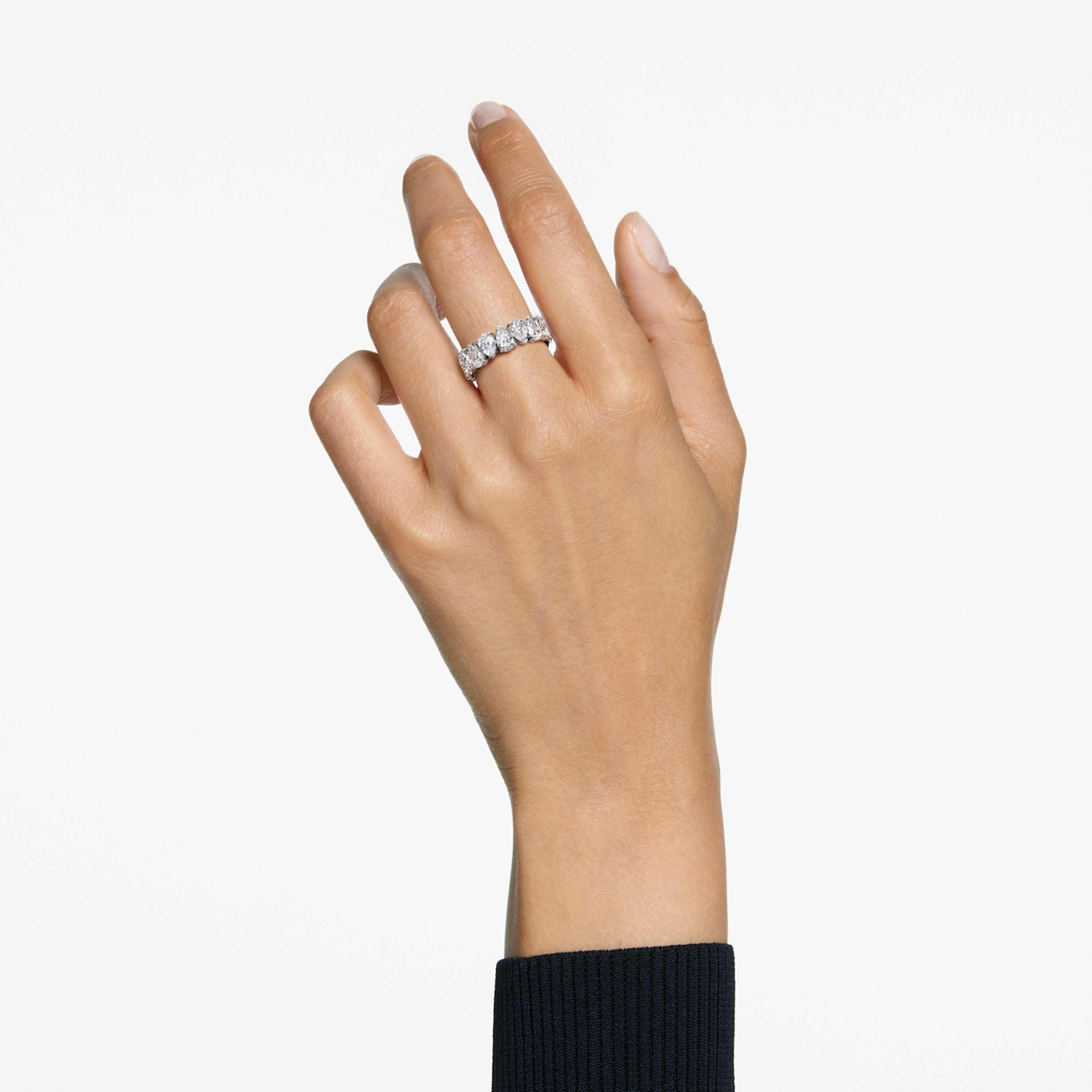 Swarovski Matrix Vittore ring Pear cut, White, Silver-tone finish