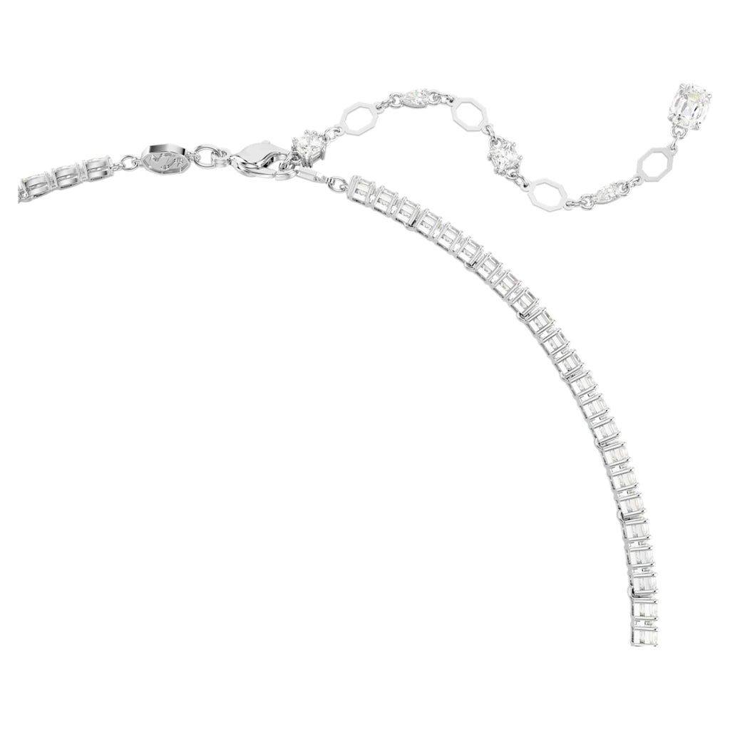 Swarovski Matrix Y necklace Mixed cuts, White, Rhodium plated