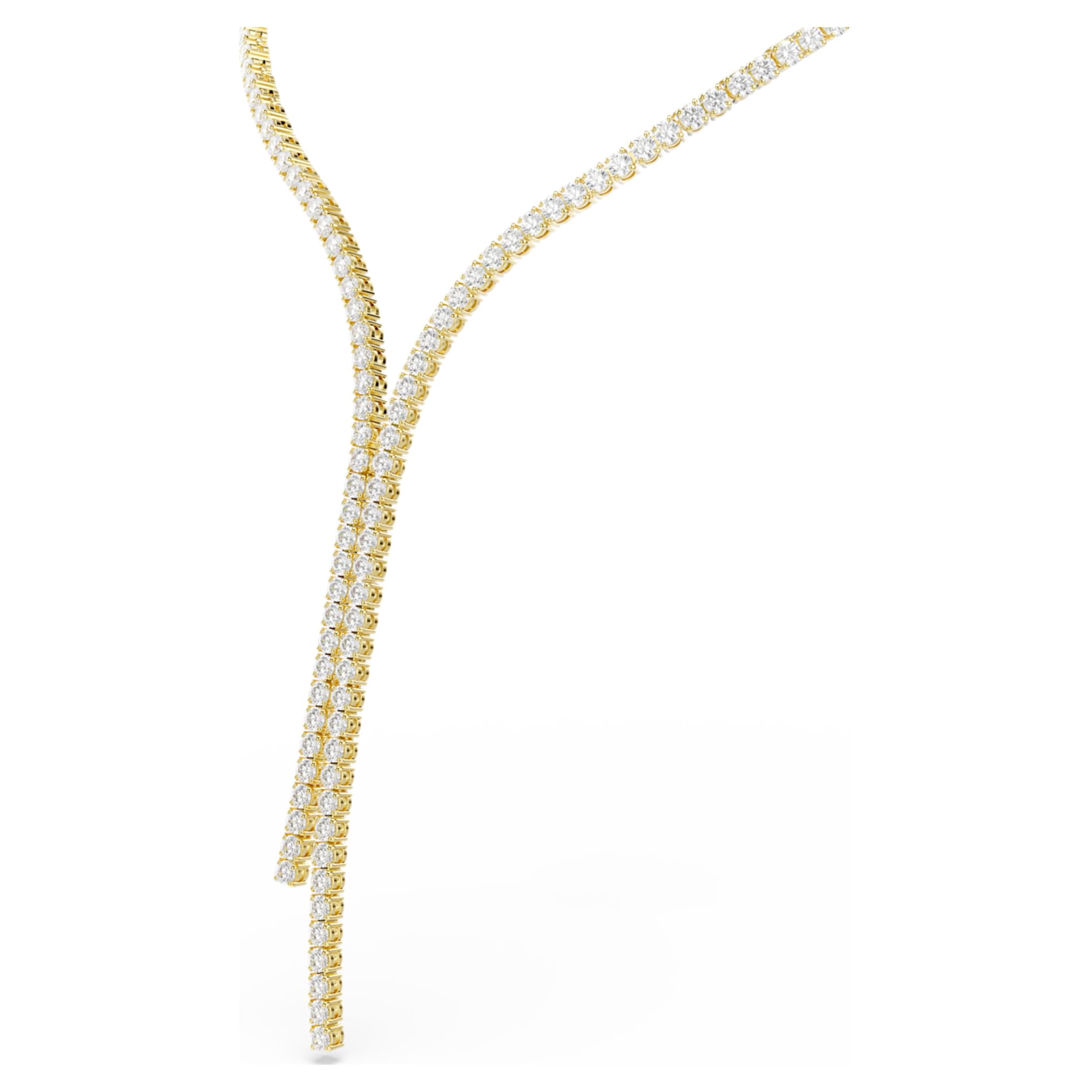 Swarovski Matrix Y necklace Round cut, White, 18K gold finish