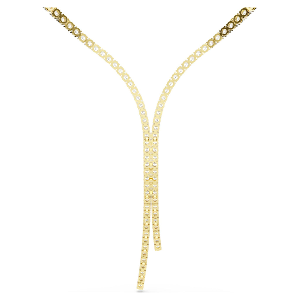 Swarovski Matrix Y necklace Round cut, White, 18K gold finish