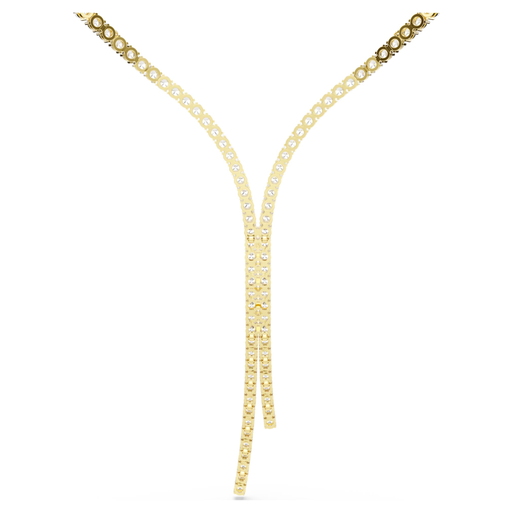 Swarovski Matrix Y necklace Round cut, White, 18K gold finish