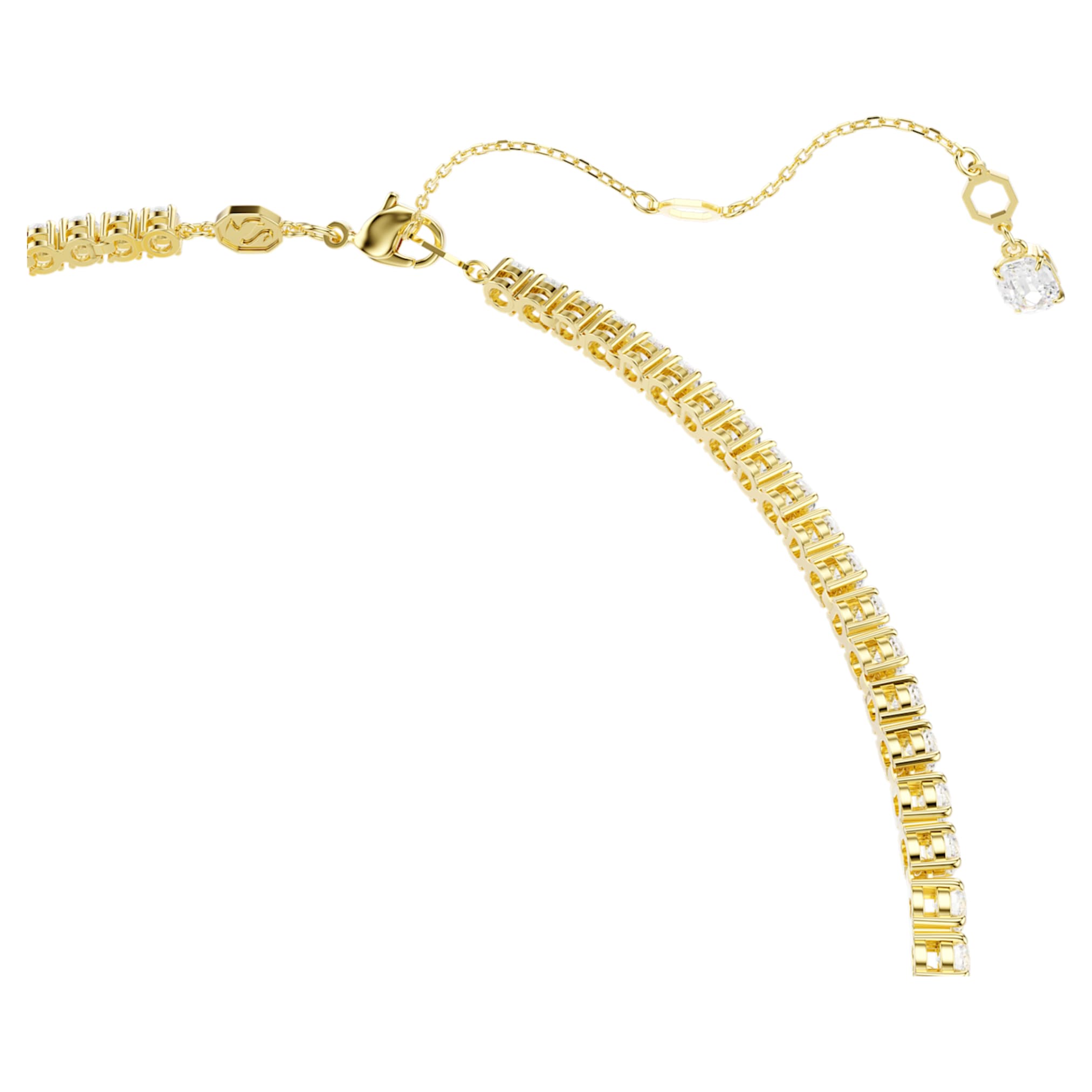 Swarovski Matrix Y necklace Round cut, White, 18K gold finish
