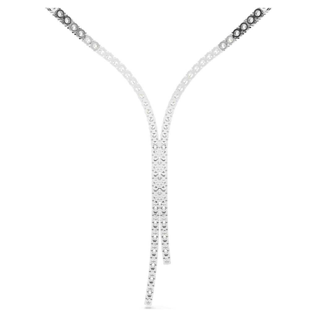 Swarovski Matrix Y necklace Round cut, White, Rhodium plated