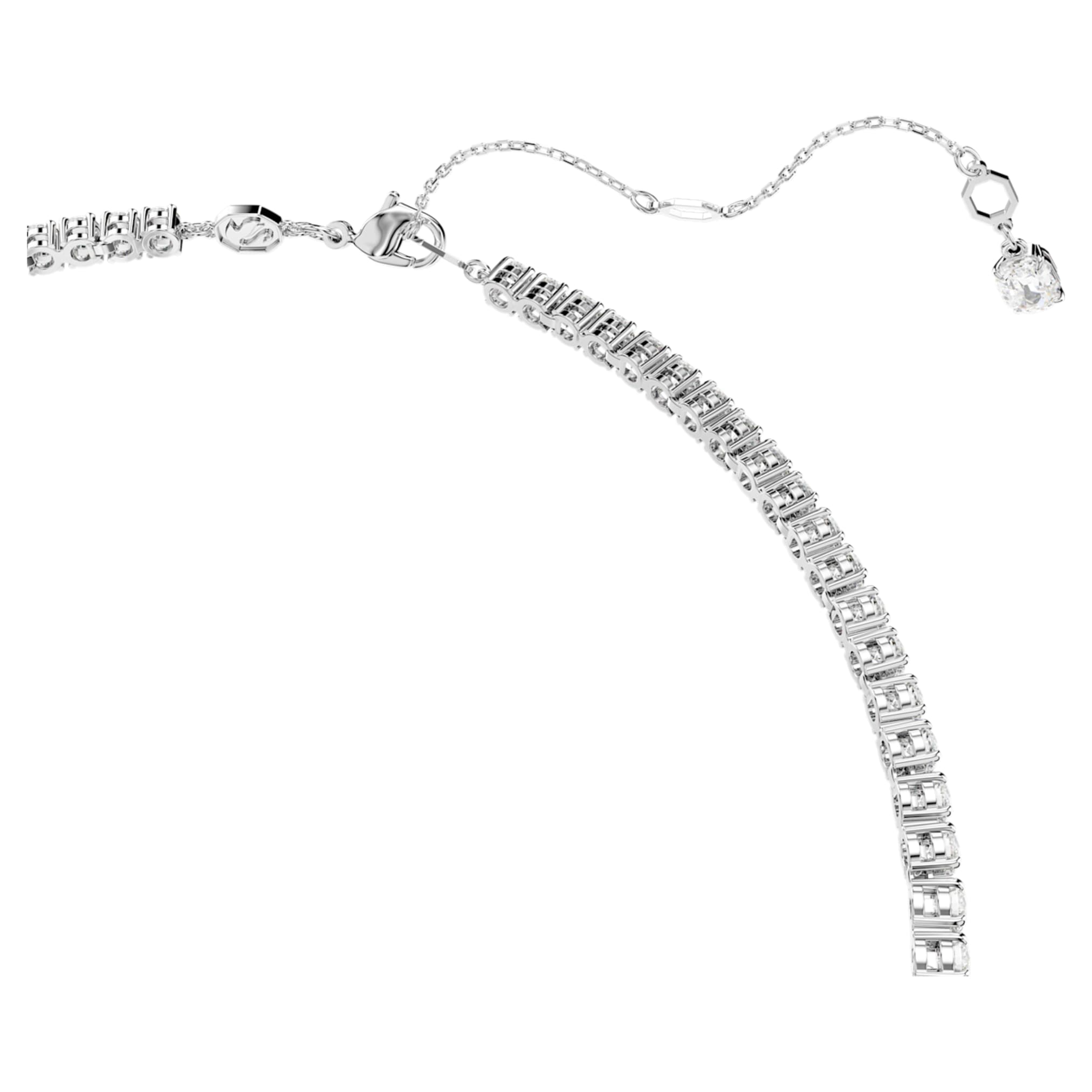 Swarovski Matrix Y necklace Round cut, White, Rhodium plated