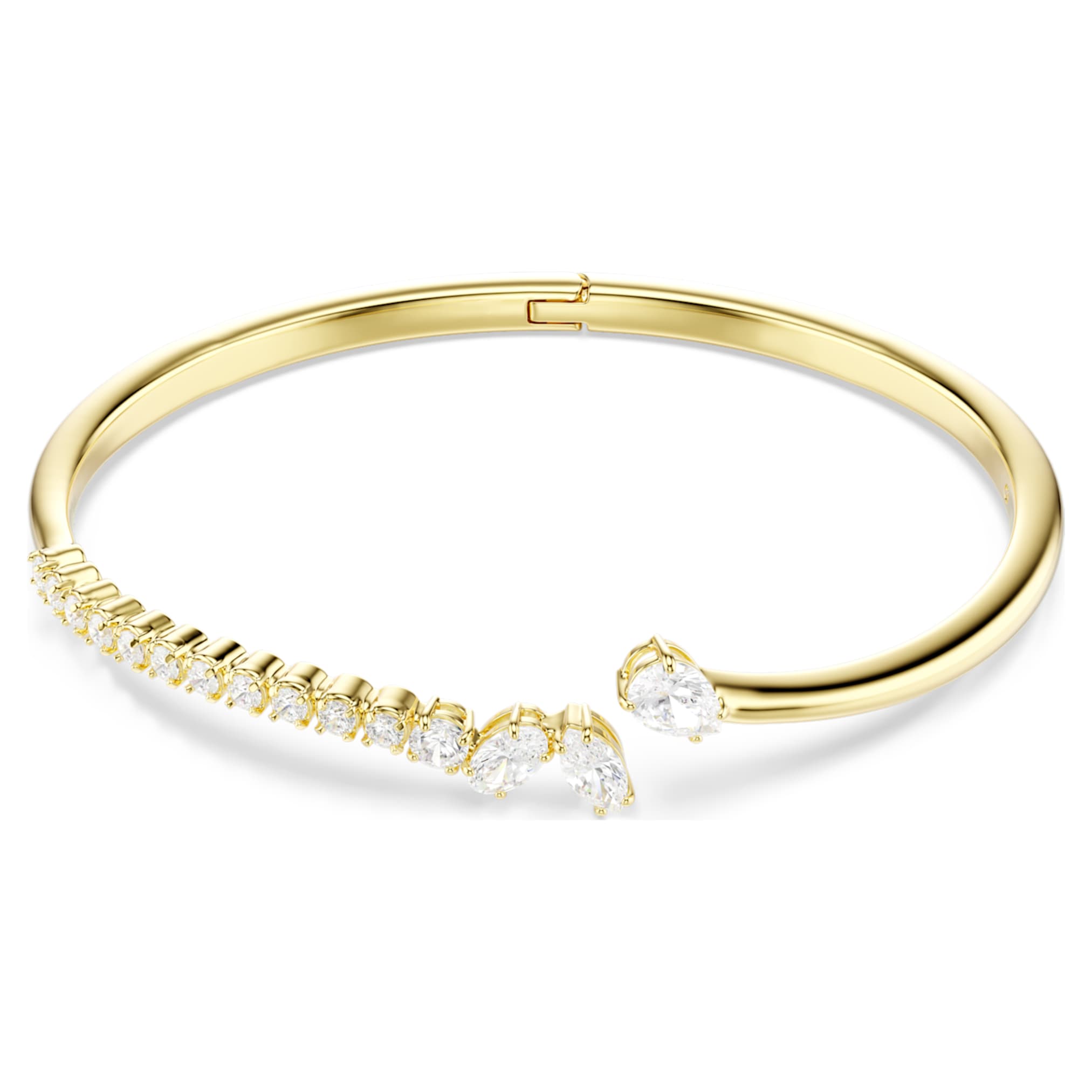 Swarovski Mesmera bangle Mixed cuts, White, 18K gold finish