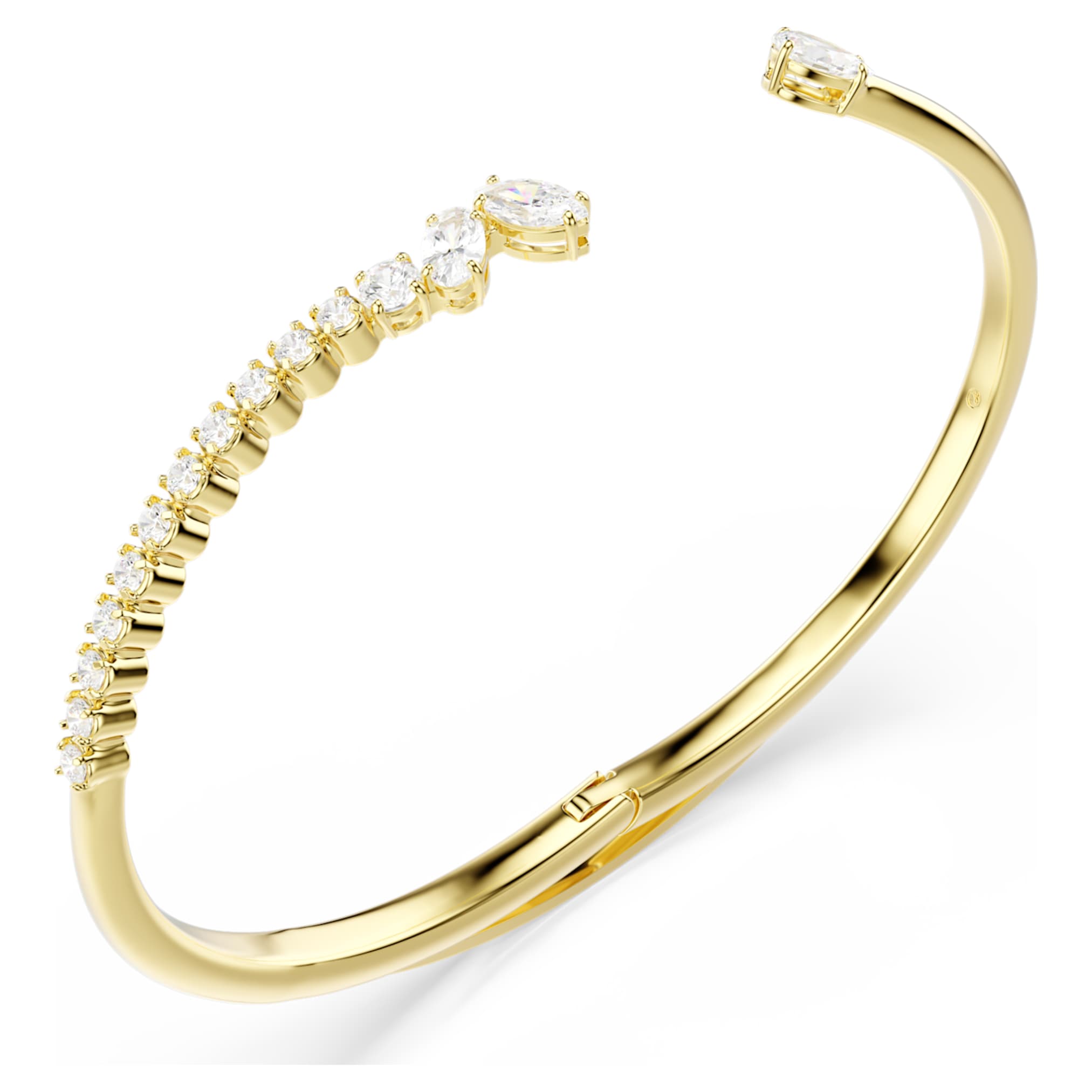 Swarovski Mesmera bangle Mixed cuts, White, 18K gold finish