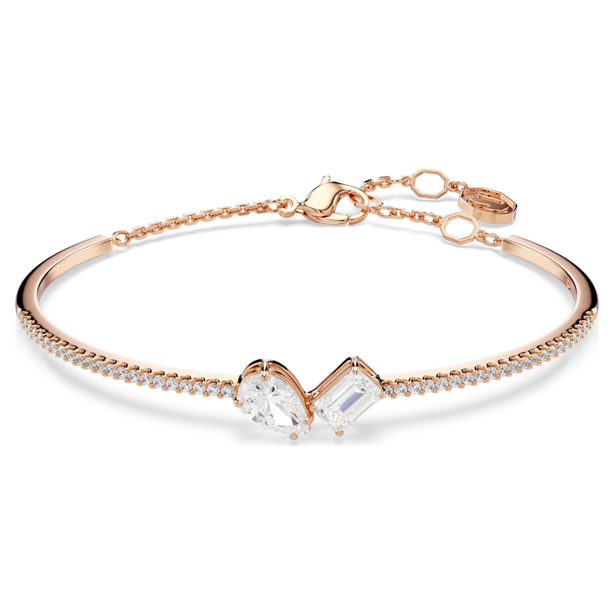Swarovski Mesmera bangle Mixed cuts, White, 18K rose gold finish