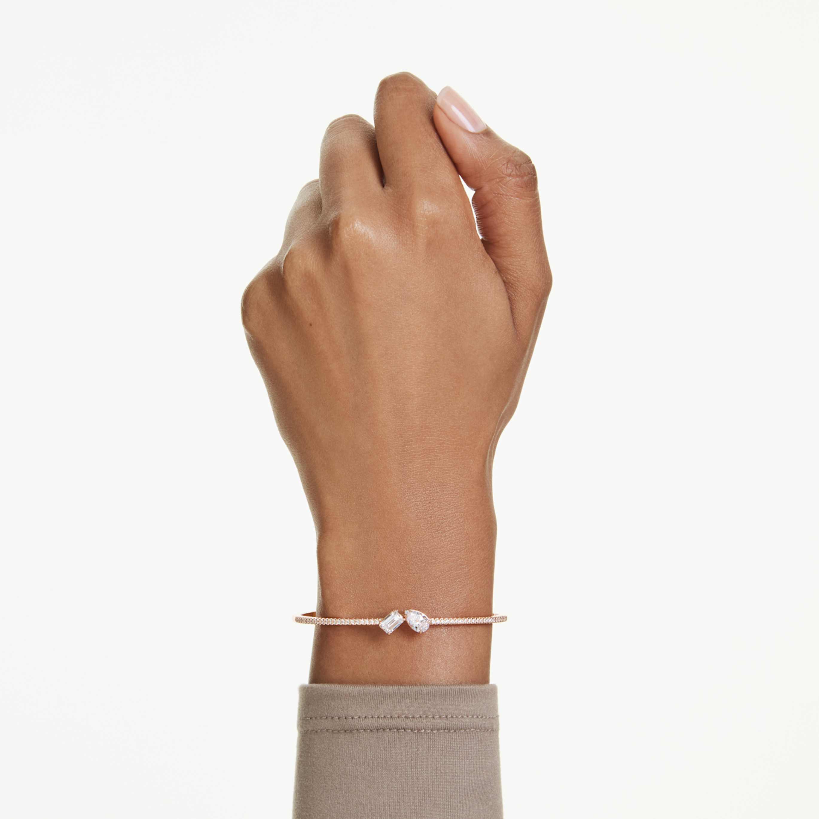 Swarovski Mesmera bangle Mixed cuts, White, 18K rose gold finish