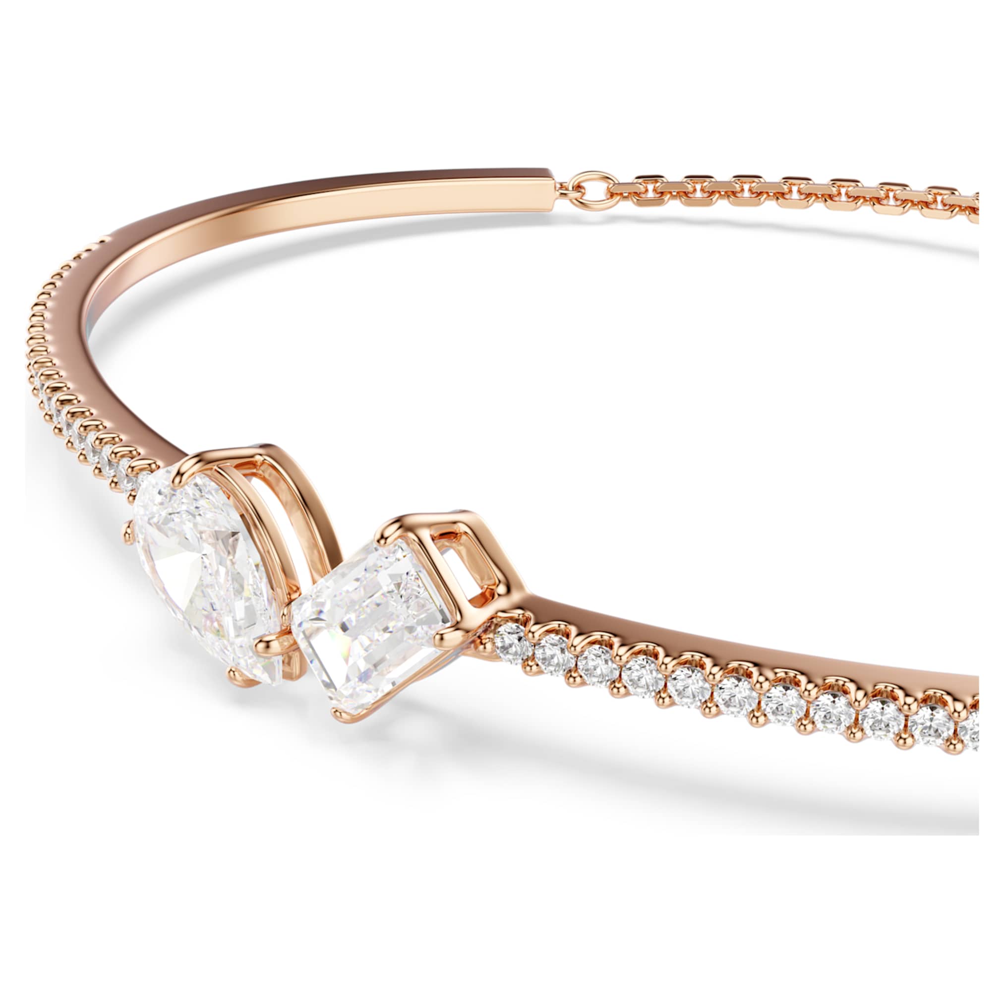 Swarovski Mesmera bangle Mixed cuts, White, 18K rose gold finish