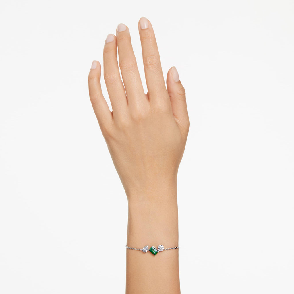 Swarovski Mesmera bracelet Mixed cuts, Green, Rhodium plated