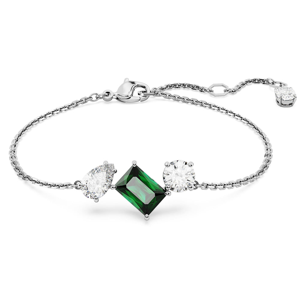 Swarovski Mesmera bracelet Mixed cuts, Green, Rhodium plated