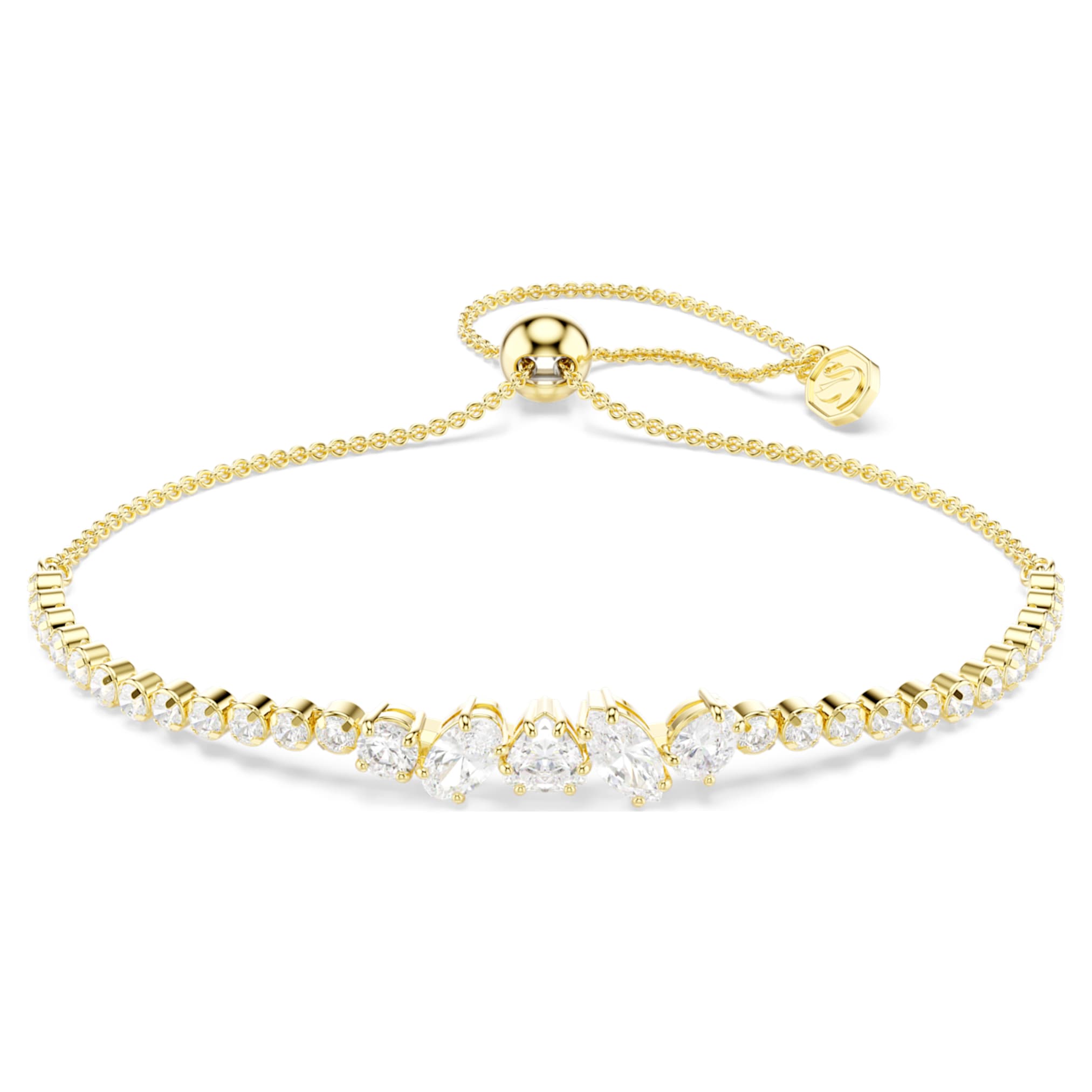 Swarovski Mesmera bracelet Mixed cuts, White, 18K gold finish
