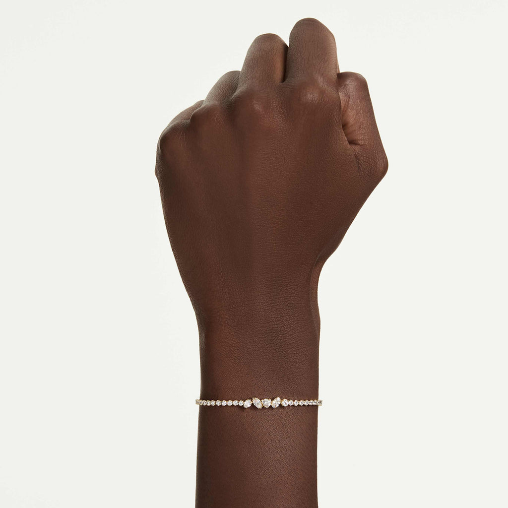 Swarovski Mesmera bracelet Mixed cuts, White, 18K gold finish