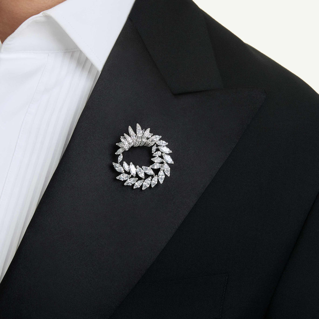 Swarovski Mesmera brooch Marquise cut, White, Rhodium plated
