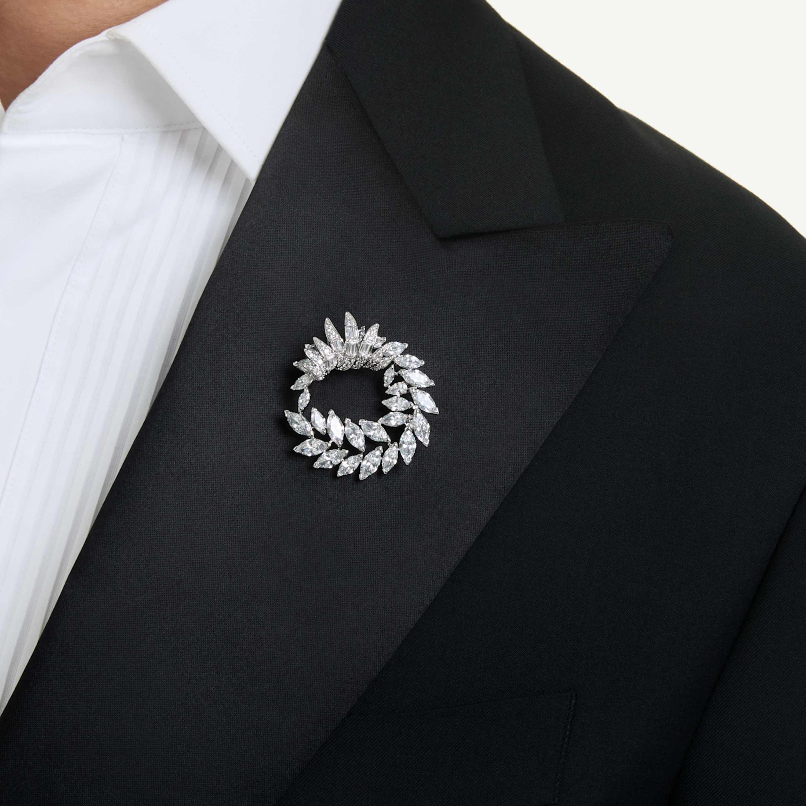 Swarovski Mesmera brooch Marquise cut, White, Rhodium plated