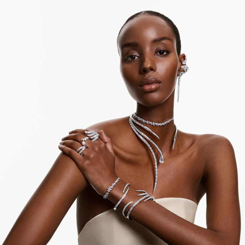 Swarovski Mesmera choker Marquise cut, White, Rhodium plated