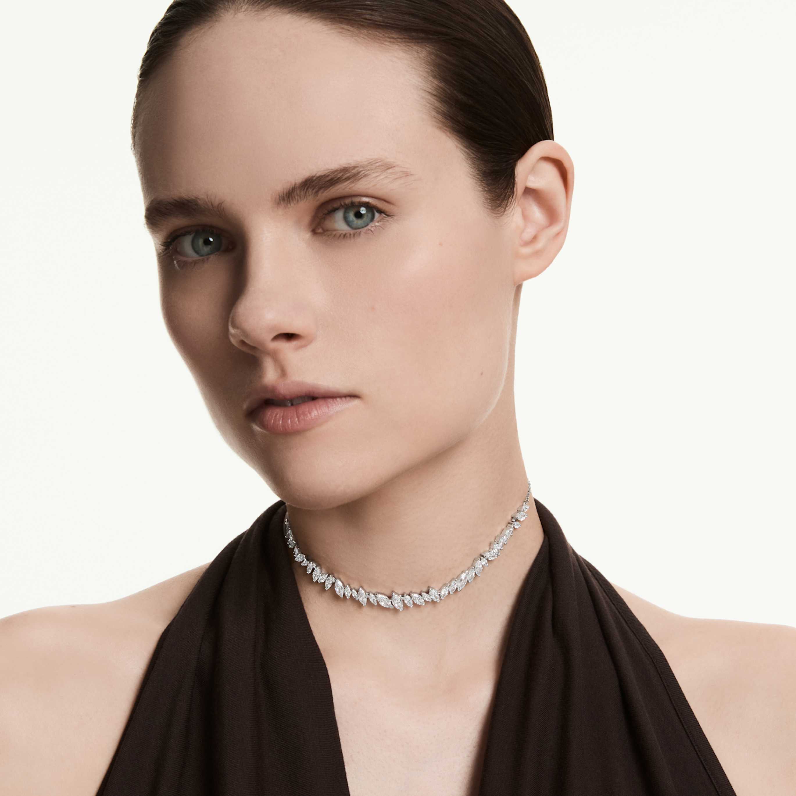 Swarovski Mesmera choker Marquise cut, White, Rhodium plated