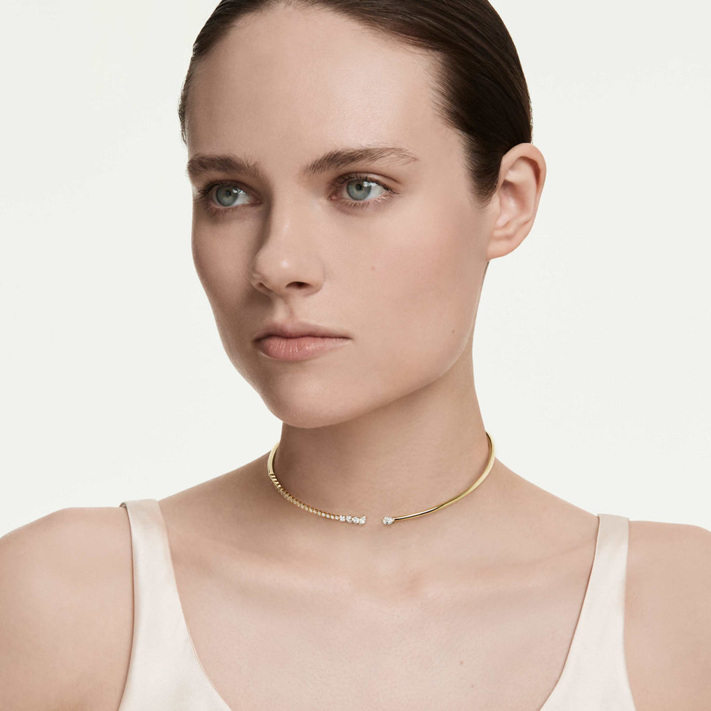 Swarovski Mesmera choker Mixed cuts, White, 18K gold finish