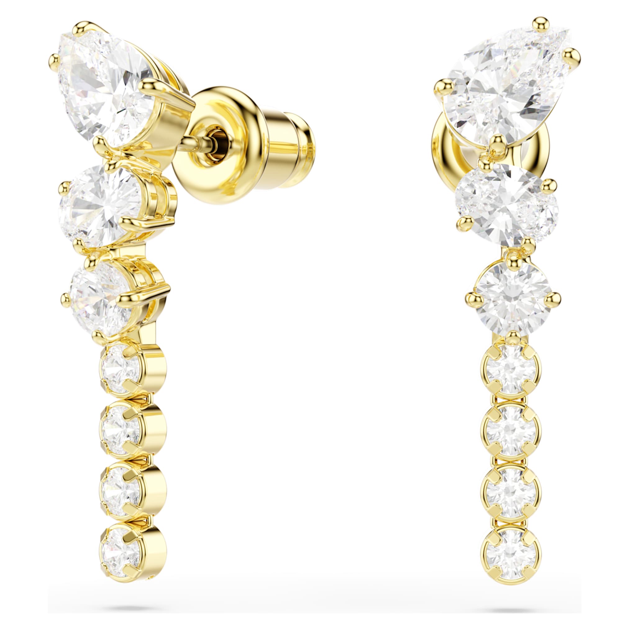 Swarovski Mesmera drop earrings Mixed cuts, White, 18K gold finish