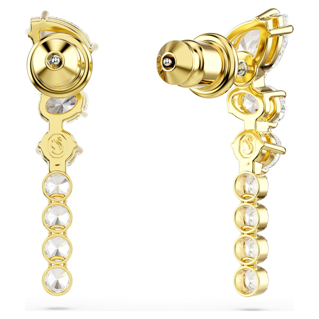 Swarovski Mesmera drop earrings Mixed cuts, White, 18K gold finish