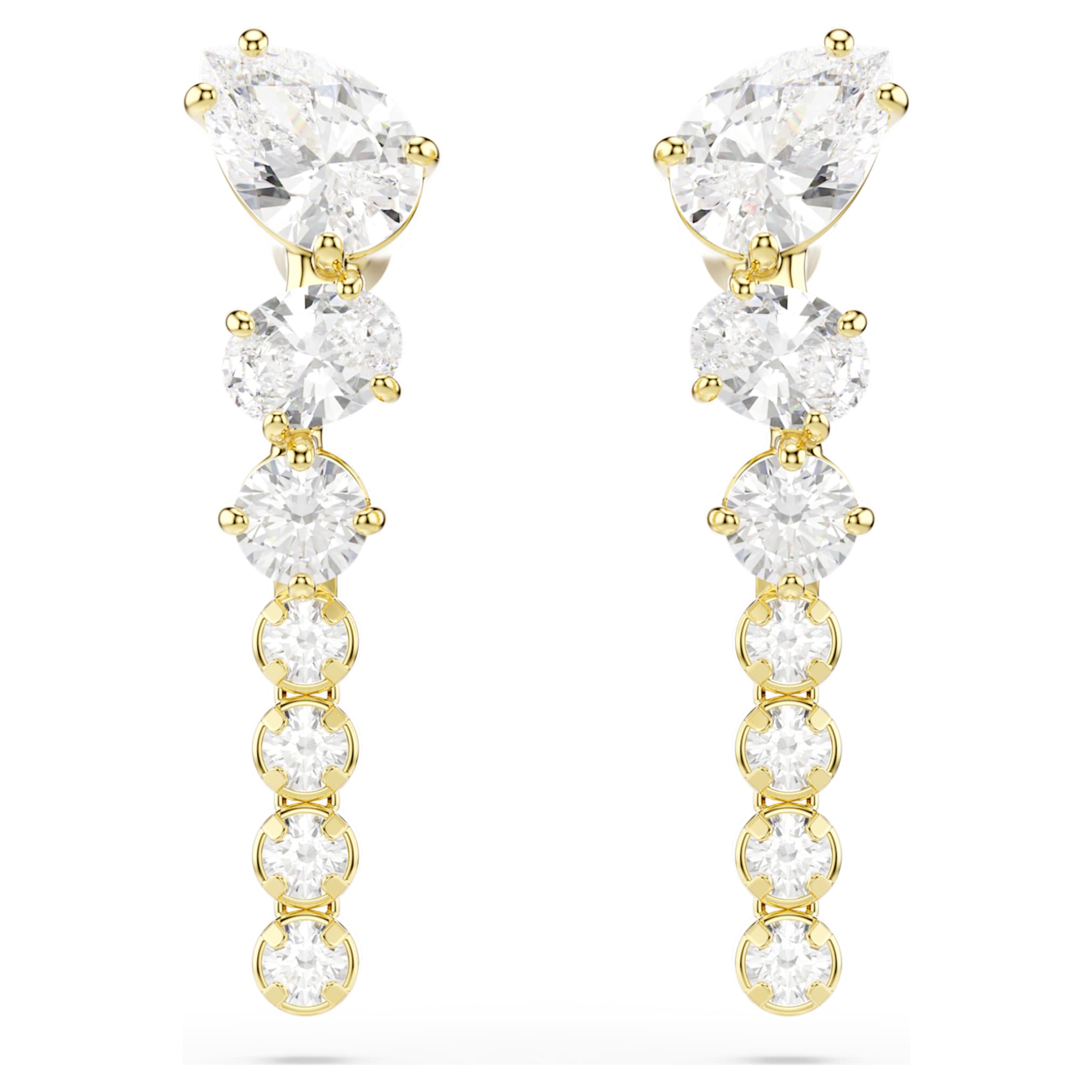 Swarovski Mesmera drop earrings Mixed cuts, White, 18K gold finish