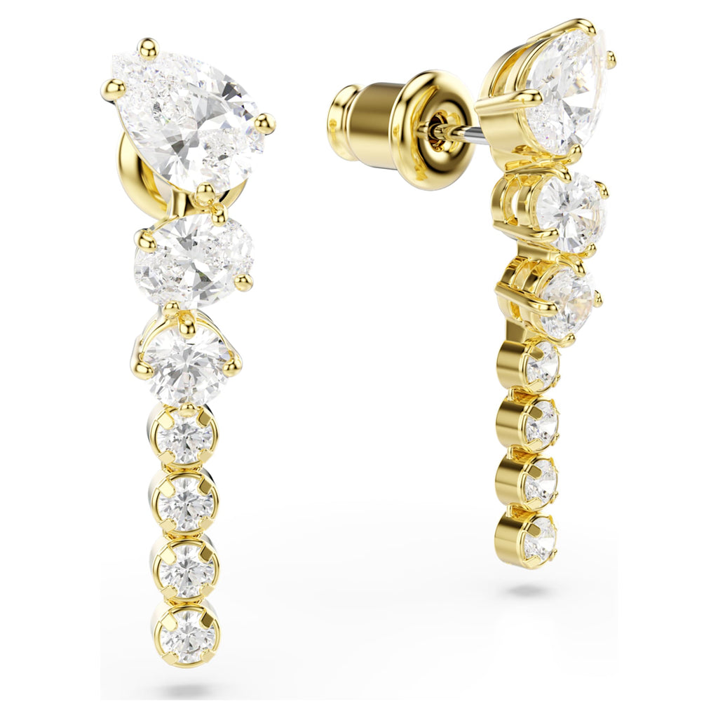 Swarovski Mesmera drop earrings Mixed cuts, White, 18K gold finish