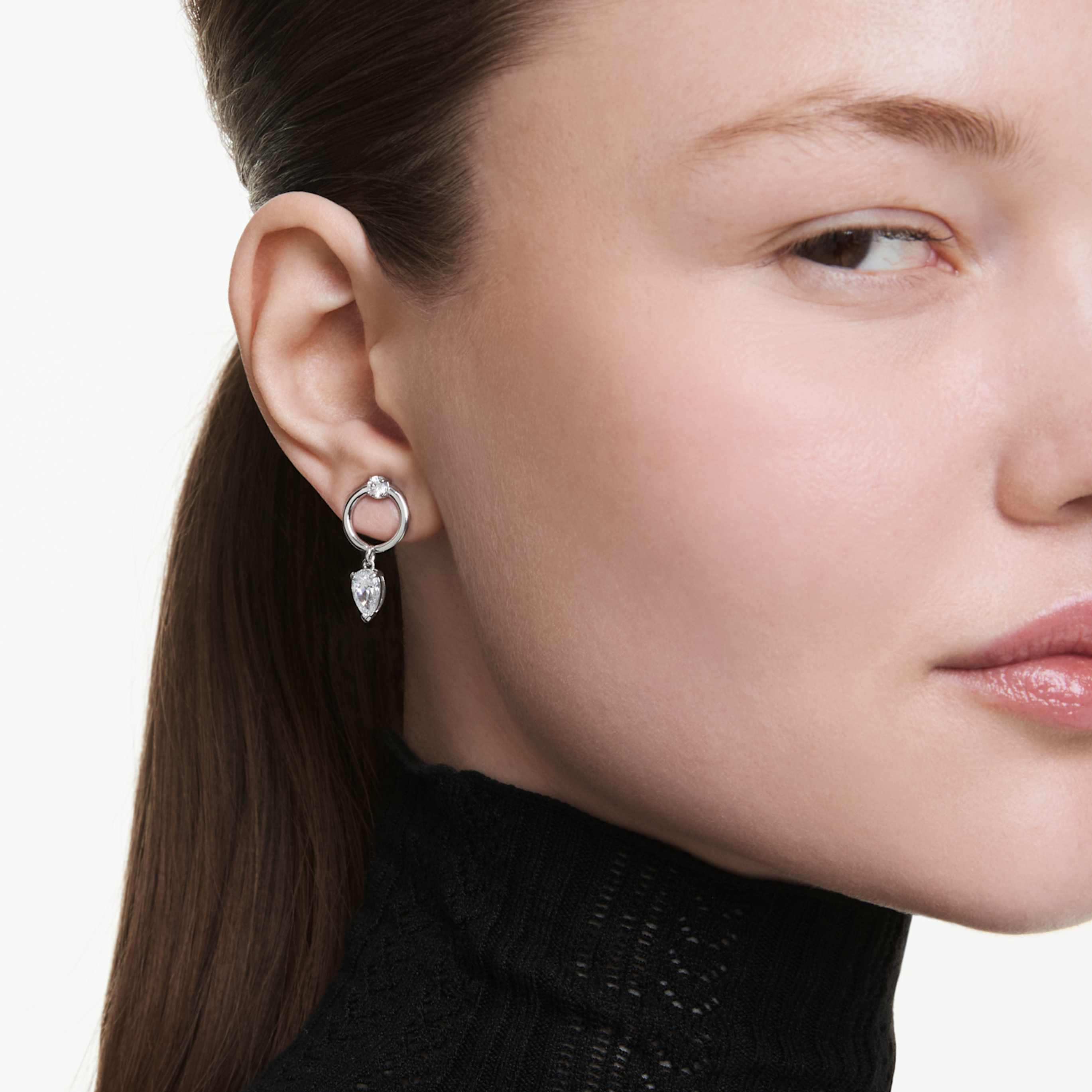 Swarovski Mesmera drop earrings Mixed cuts, White, Rhodium plated