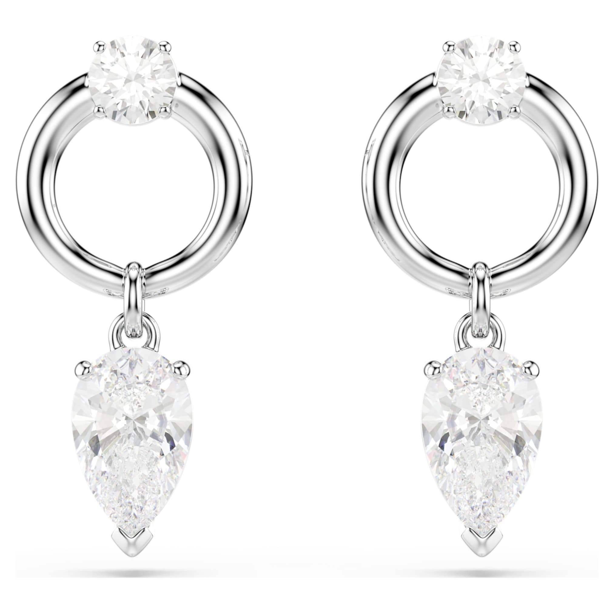 Swarovski Mesmera drop earrings Mixed cuts, White, Rhodium plated