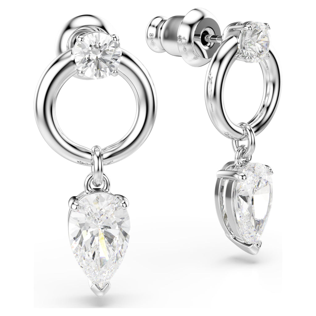 Swarovski Mesmera drop earrings Mixed cuts, White, Rhodium plated