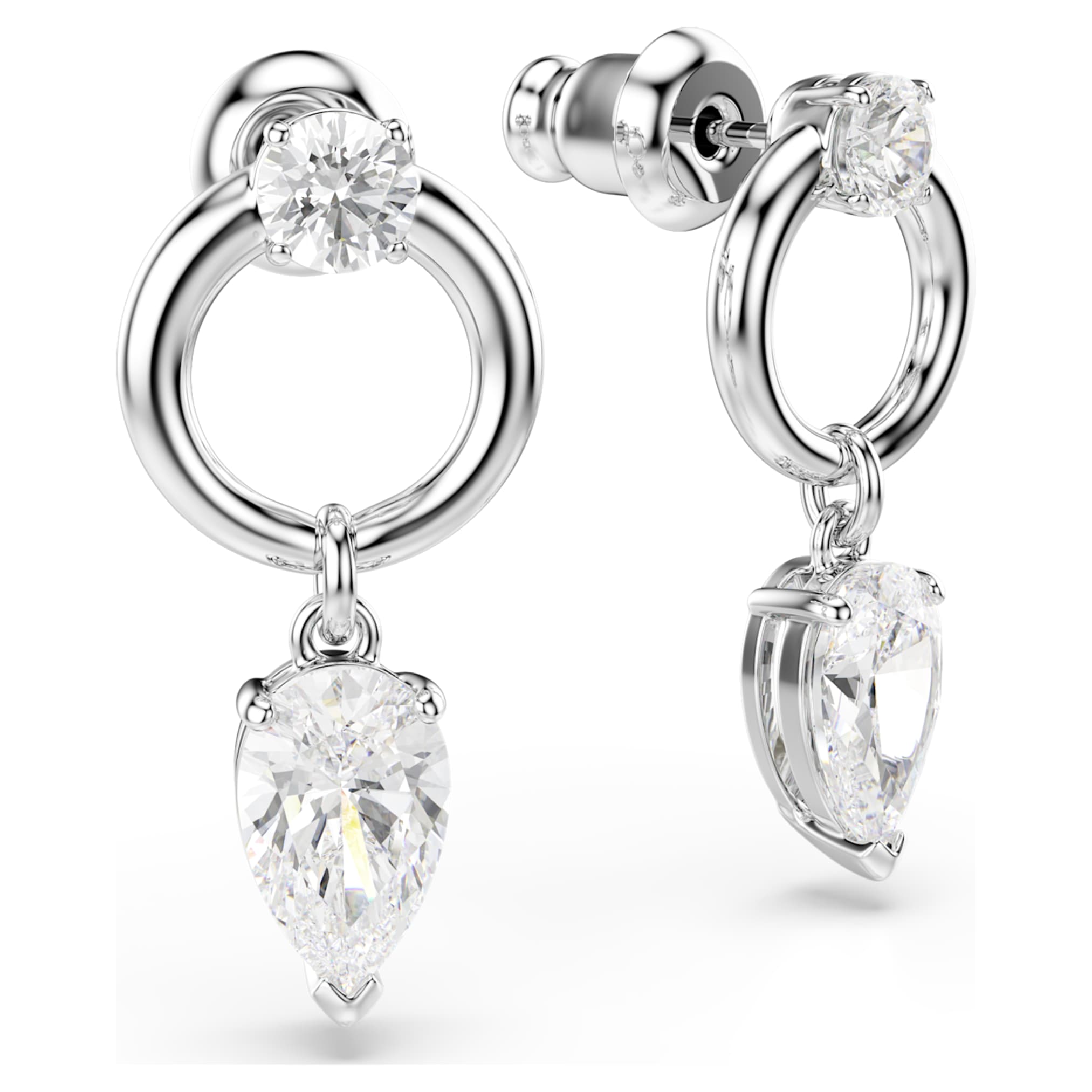 Swarovski Mesmera drop earrings Mixed cuts, White, Rhodium plated
