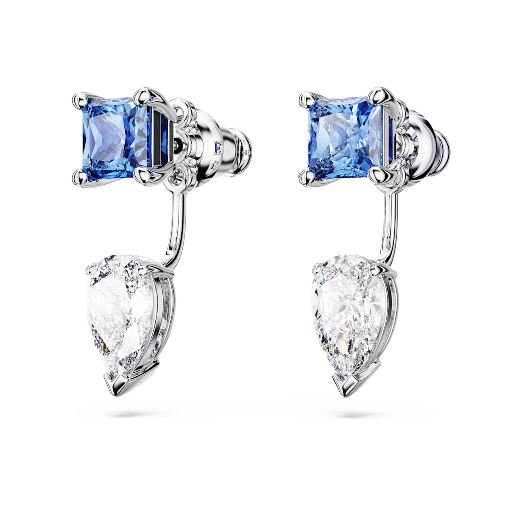 Swarovski Mesmera earring jackets Mixed cuts, Detachable, Blue, Rhodium plated