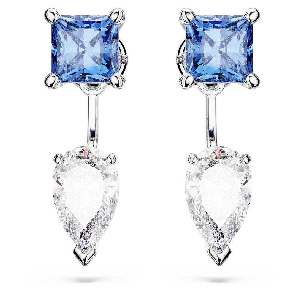 Swarovski Mesmera earring jackets Mixed cuts, Detachable, Blue, Rhodium plated
