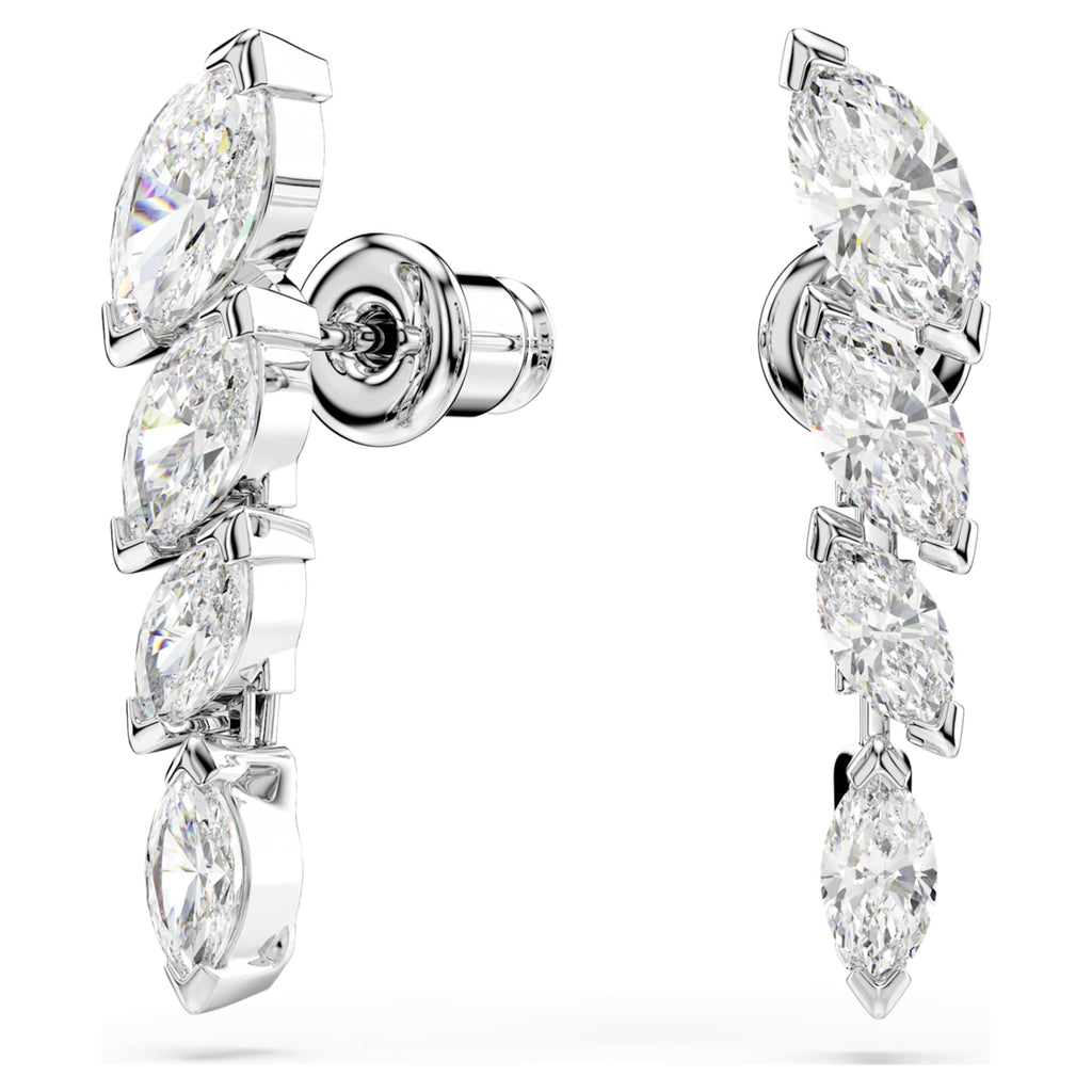 Swarovski Mesmera earrings Marquise cut, White, Rhodium plated