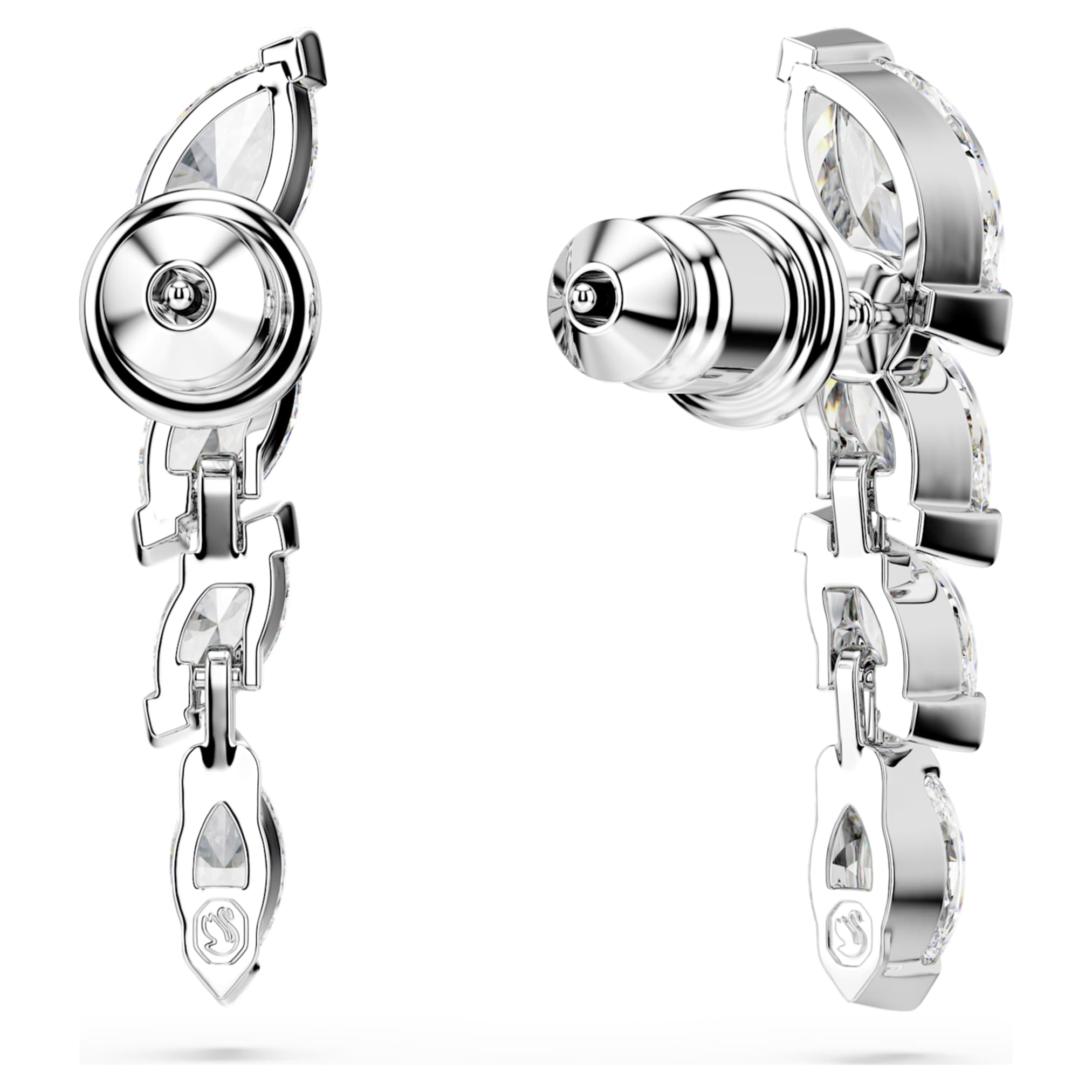 Swarovski Mesmera earrings Marquise cut, White, Rhodium plated