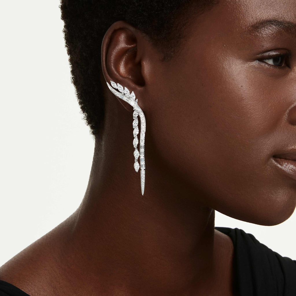 Swarovski Mesmera earrings Mixed cuts, White, Rhodium plated