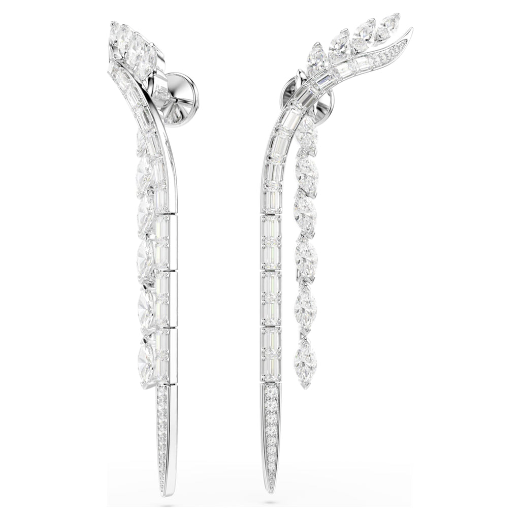 Swarovski Mesmera earrings Mixed cuts, White, Rhodium plated