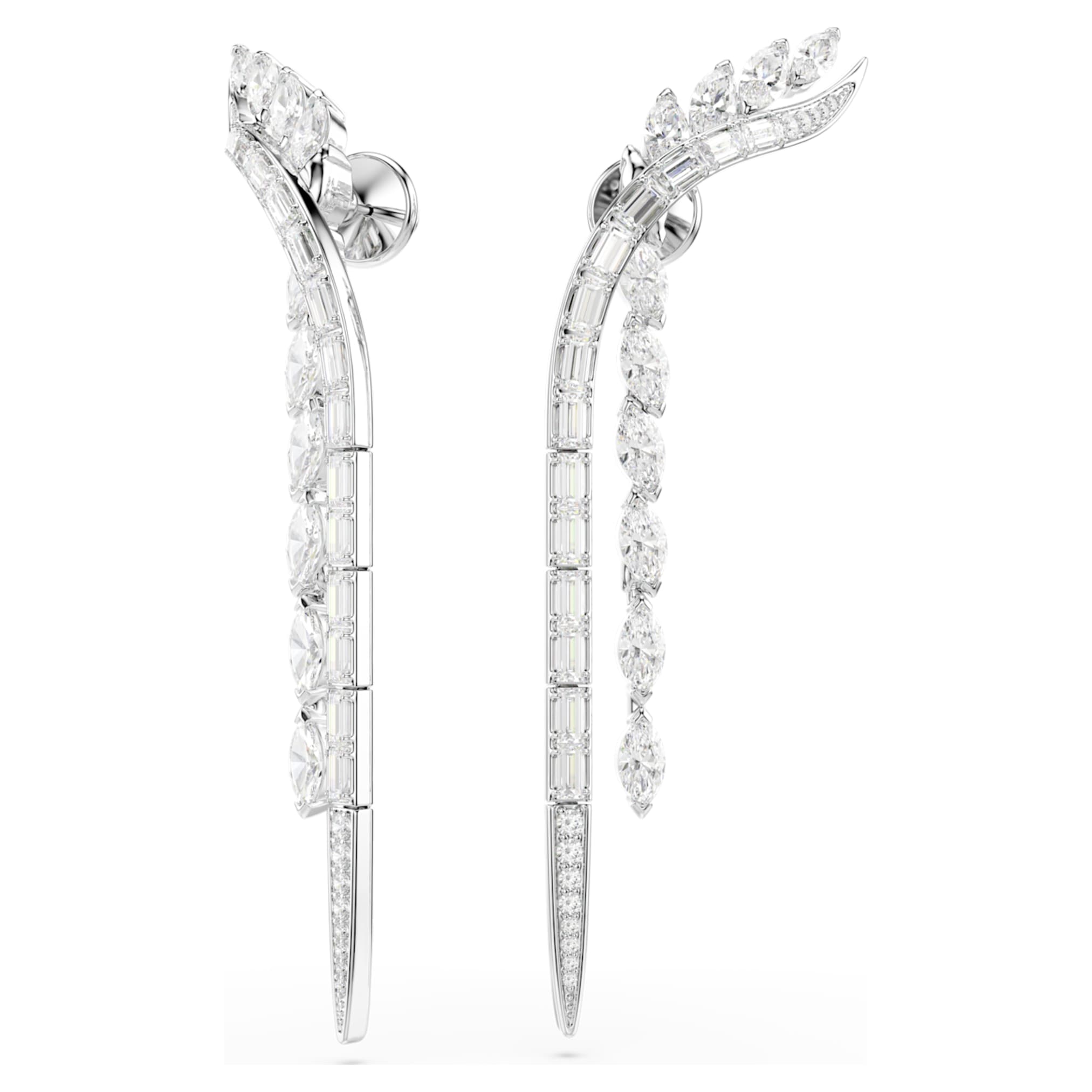 Swarovski Mesmera earrings Mixed cuts, White, Rhodium plated