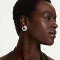 Swarovski Mesmera hoop earrings Marquise cut, White, Rhodium plated