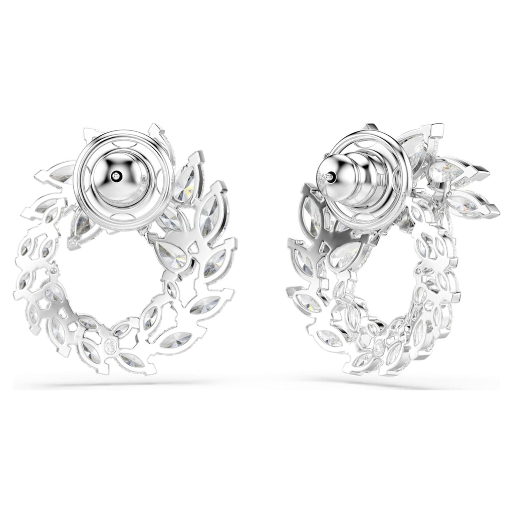 Swarovski Mesmera hoop earrings Marquise cut, White, Rhodium plated