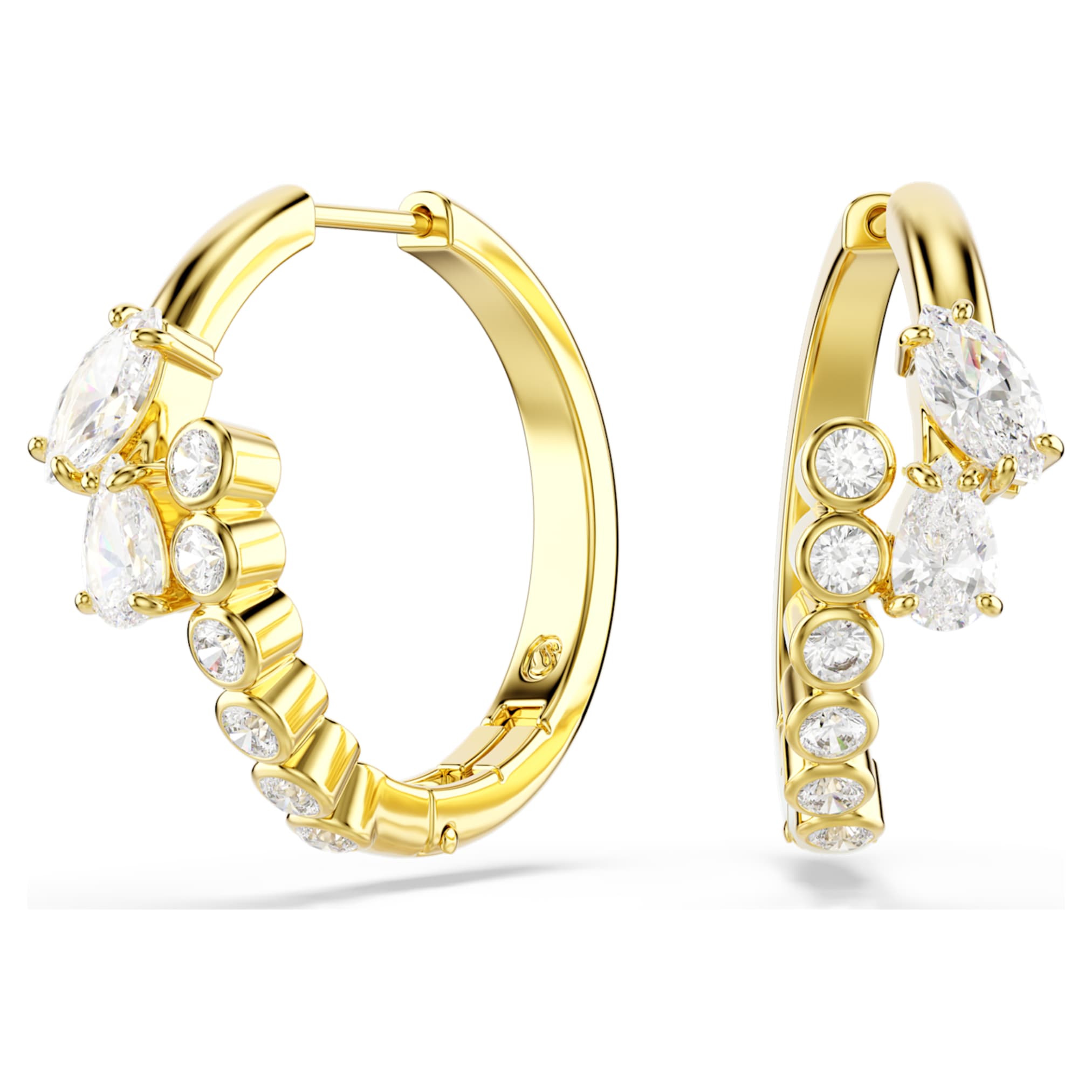 Swarovski Mesmera hoop earrings Mixed cuts, White, 18K gold finish