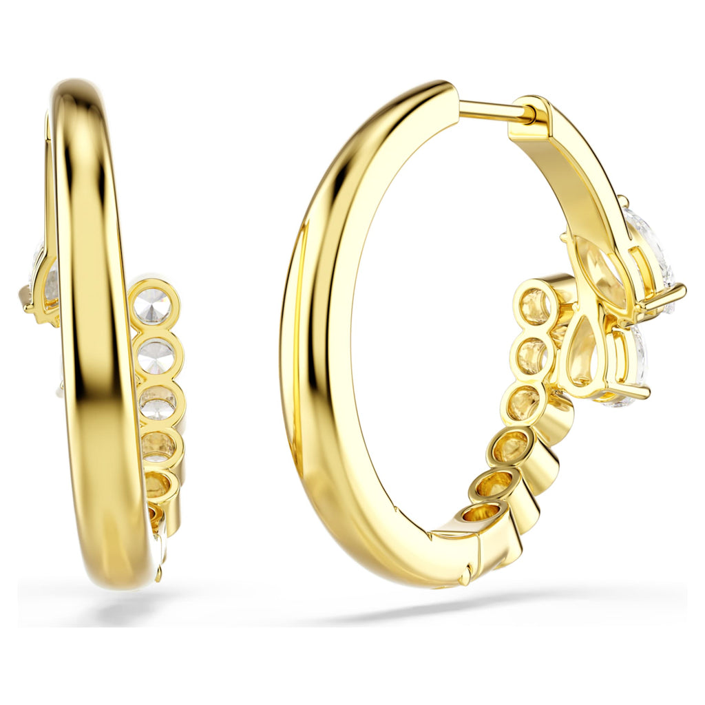 Swarovski Mesmera hoop earrings Mixed cuts, White, 18K gold finish