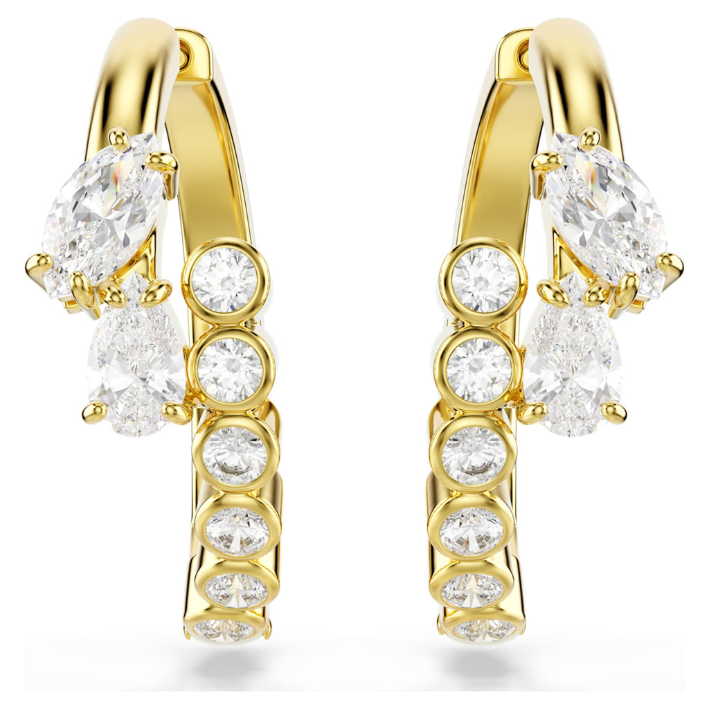 Swarovski Mesmera hoop earrings Mixed cuts, White, 18K gold finish