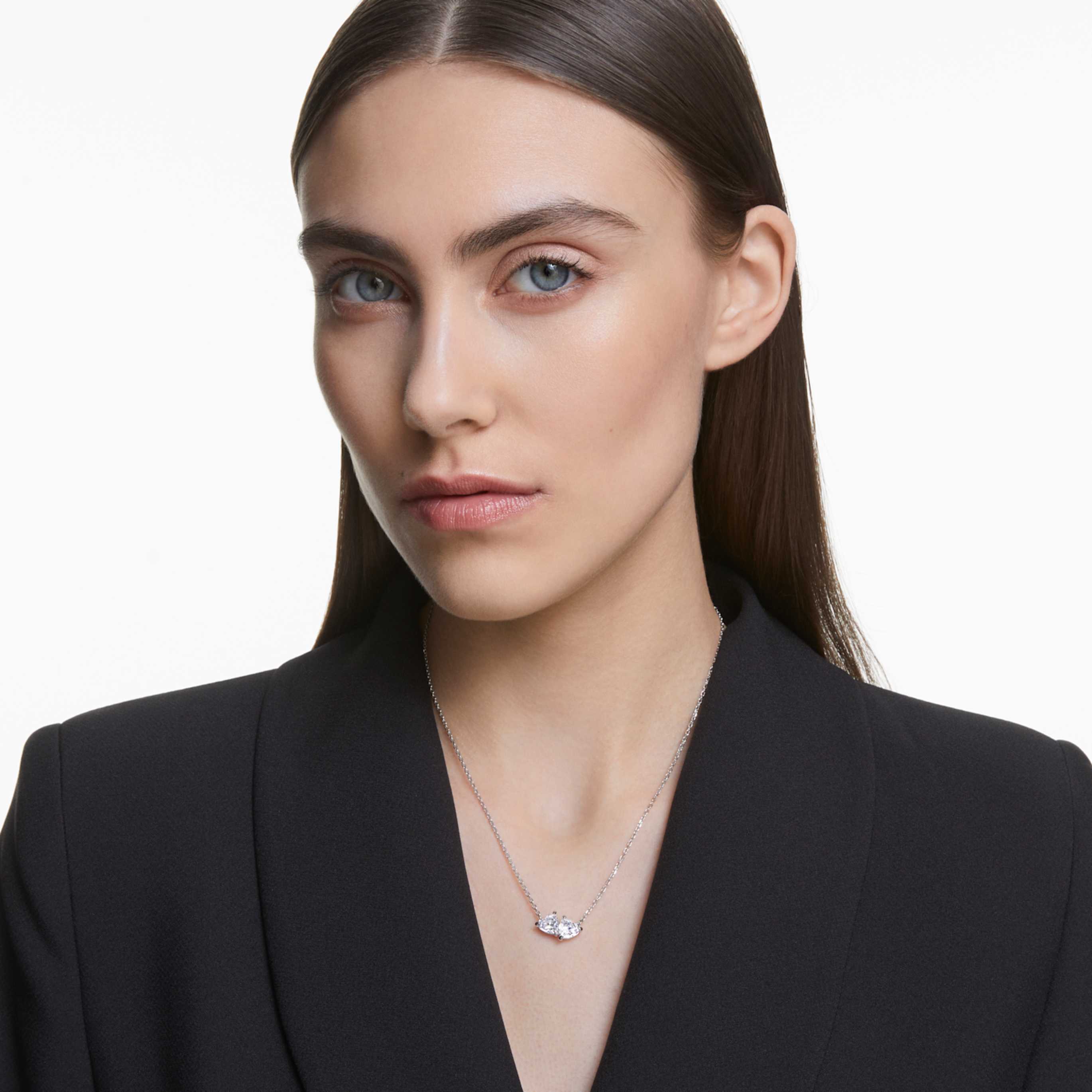 Swarovski Mesmera necklace Heart, White, Rhodium plated