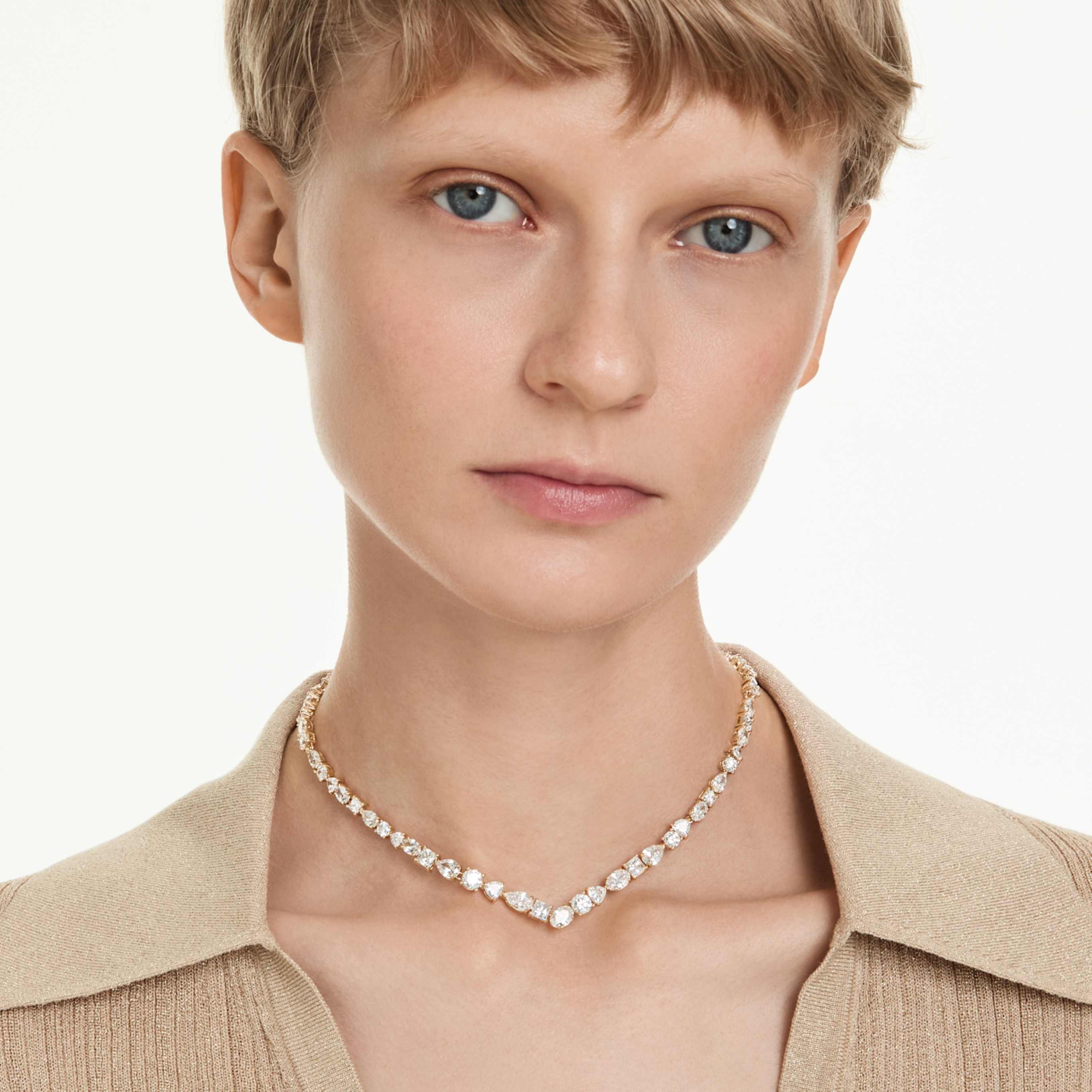 Swarovski Mesmera necklace Mixed cuts, White, Rhodium plated