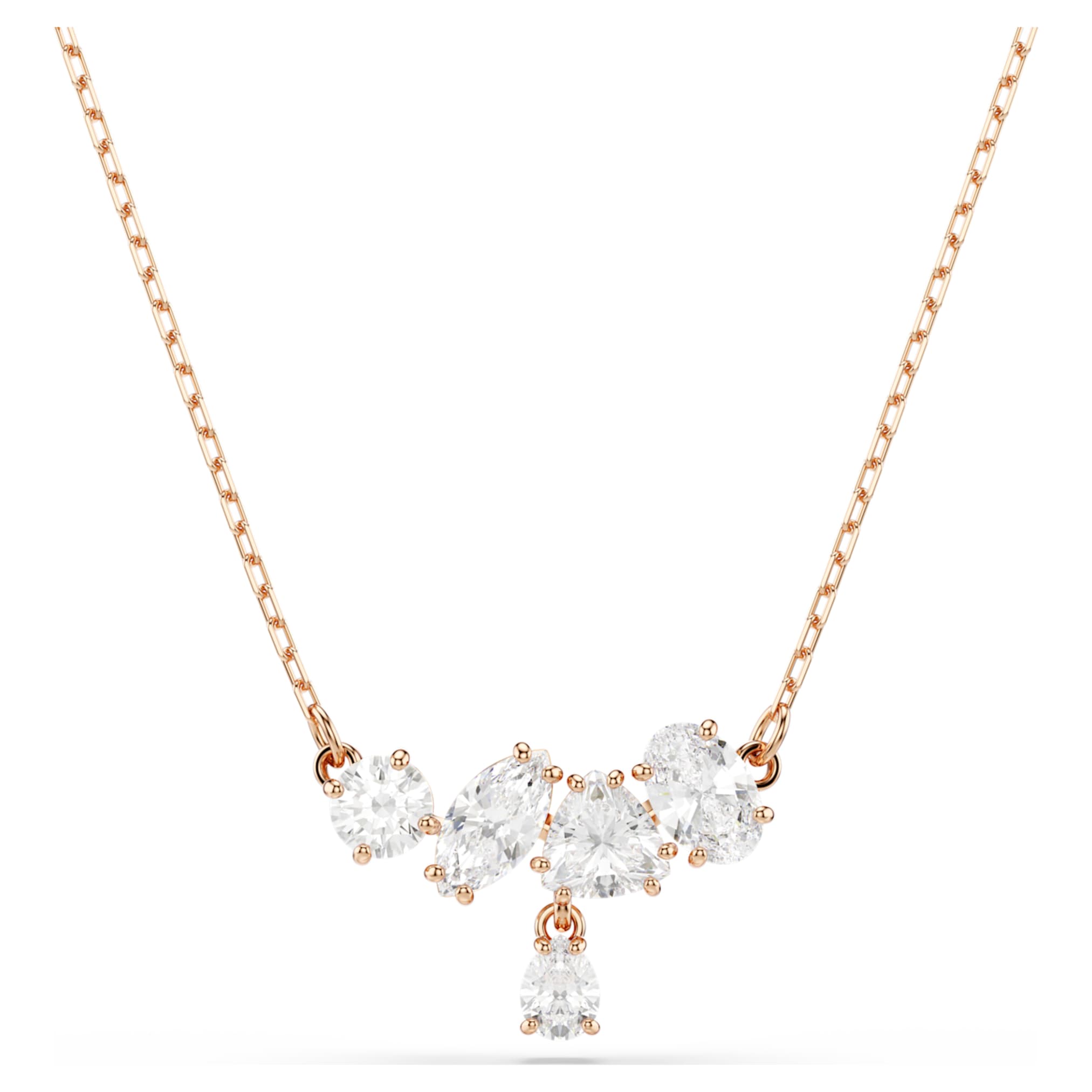 Swarovski Mesmera necklace Mixed cuts, White, 18K rose gold finish