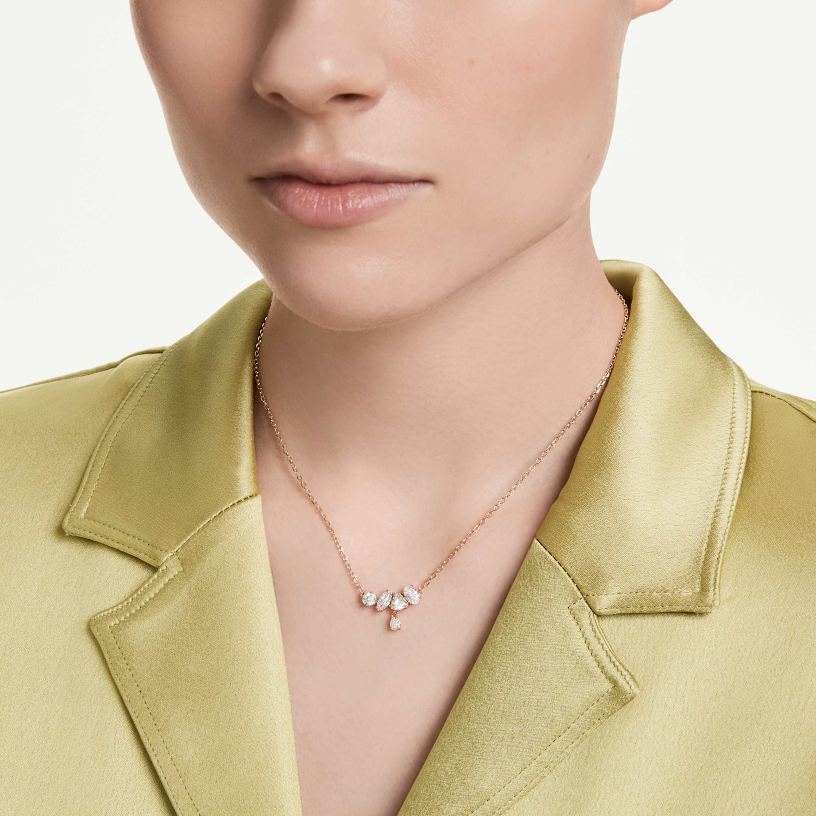 Swarovski Mesmera necklace Mixed cuts, White, 18K rose gold finish