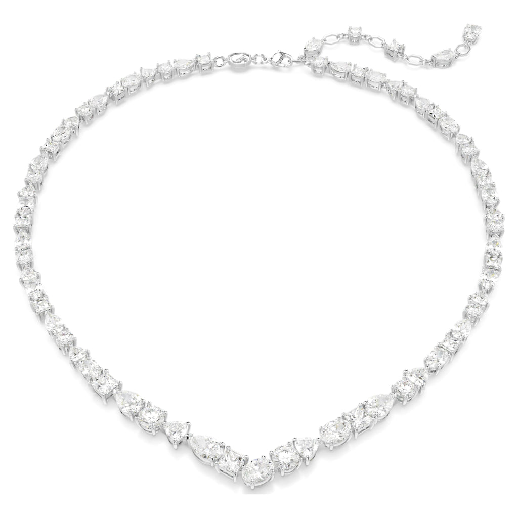 Swarovski Mesmera necklace Mixed cuts, White, Rhodium plated