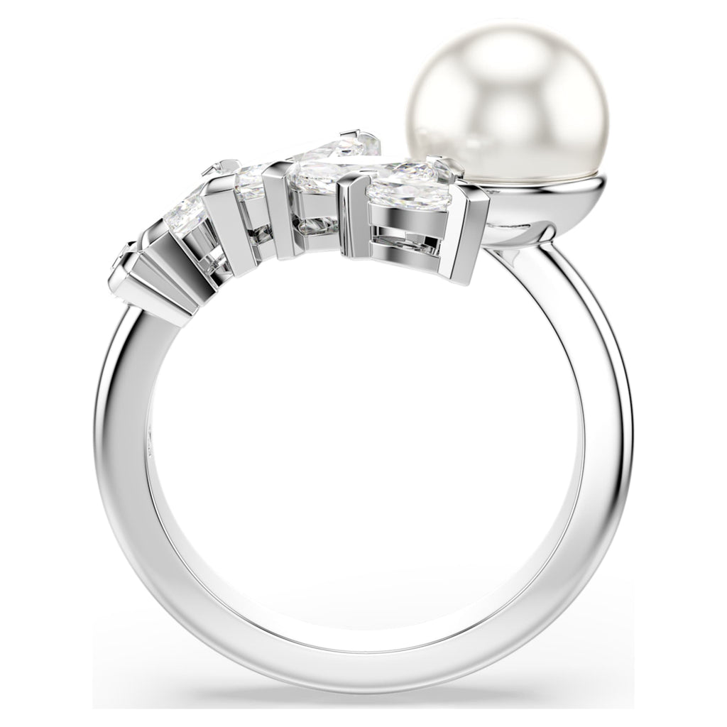 Swarovski Mesmera open ring Crystal pearl, Marquise cut, White, Rhodium plated